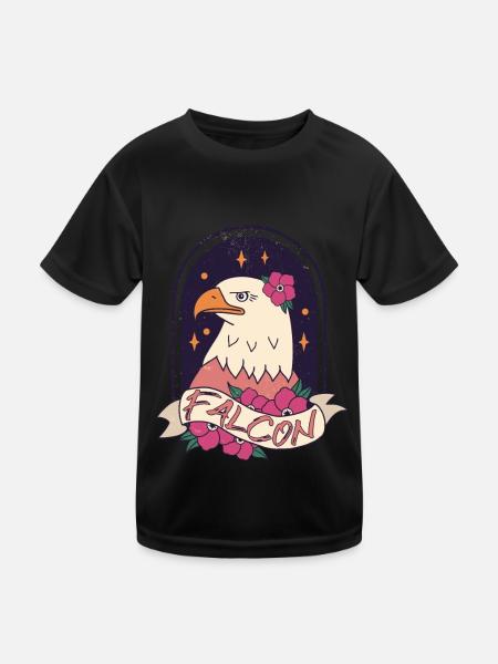 Eagle Brave Ornithologist Falconry Falconry Falcon Falcon Vö - Kids Functional T-Shirt - black - Front