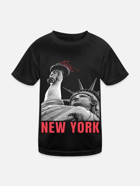 New York City Liberty Statue Manhattan USA - Kids Functional T-Shirt - black - Front
