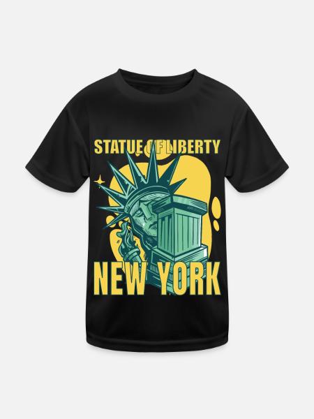New York City Liberty Statue Manhattan USA - Kids Functional T-Shirt - black - Front