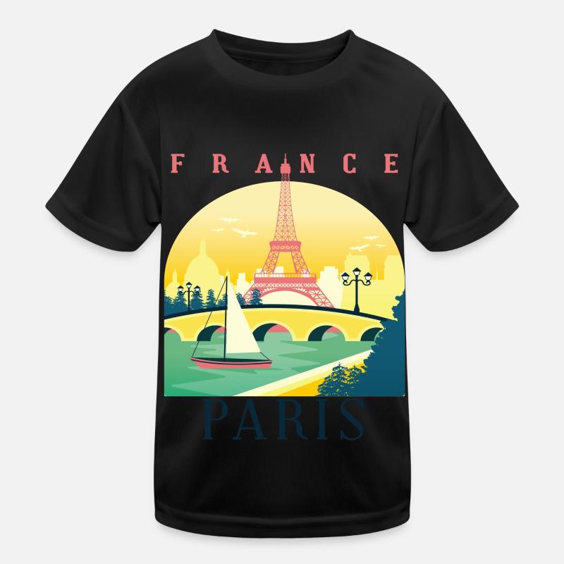Ich liebe Paris und Eiffelturm Bonjour aus Frankre Kinder Funktions-T-Shirt