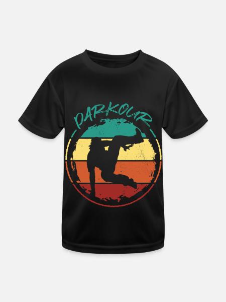 Parkour Freestyle Running Graffiti Runner Jumping - Kids Functional T-Shirt - black - Front
