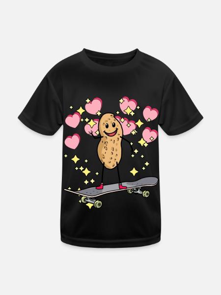 Hearty Peanut Peanut Skater for Kids Hearts - Kids Functional T-Shirt - black - Front