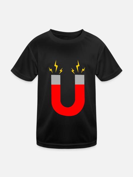 Magnet Magnetic Field Magnetic Magnetism - Kids Functional T-Shirt - black - Front