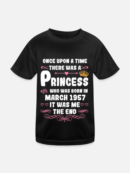 Il était une fois une princesse. Mars 1957 Naissance - T-shirt sport Enfant - noir - Devant