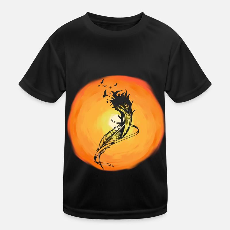 Soleil Oiseaux sauvages Oiseaux floqués Soleil T-shirt sport Enfant