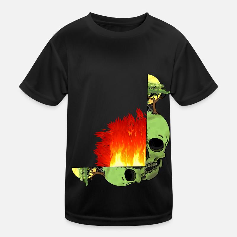 Skull Climate Change Fire Flame Inferno Earth Kids Functional T-Shirt