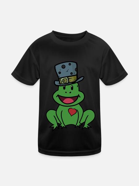 Frog Casanover Valentine's Day Valentine's Day Love Heart - Kids Functional T-Shirt - black - Front