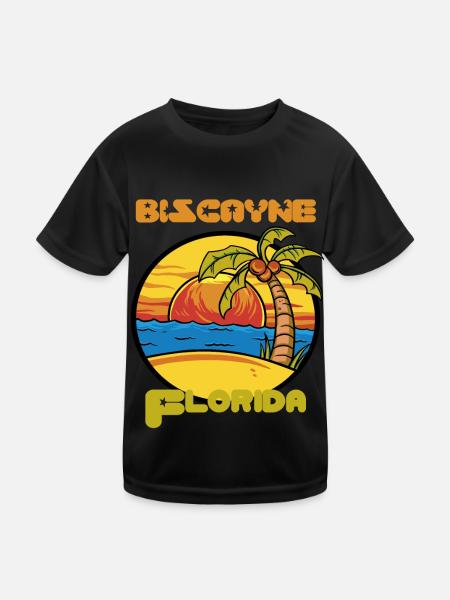 Florida Biscayne Palmen Urlaub Ocean Surfing - Kinder Funktions-T-Shirt - Schwarz - Vorne