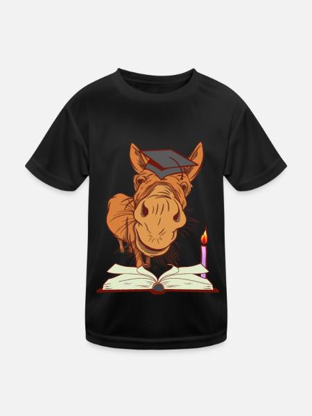 Donkey mule student nocturnal learning studies - Kids Functional T-Shirt - black - Front