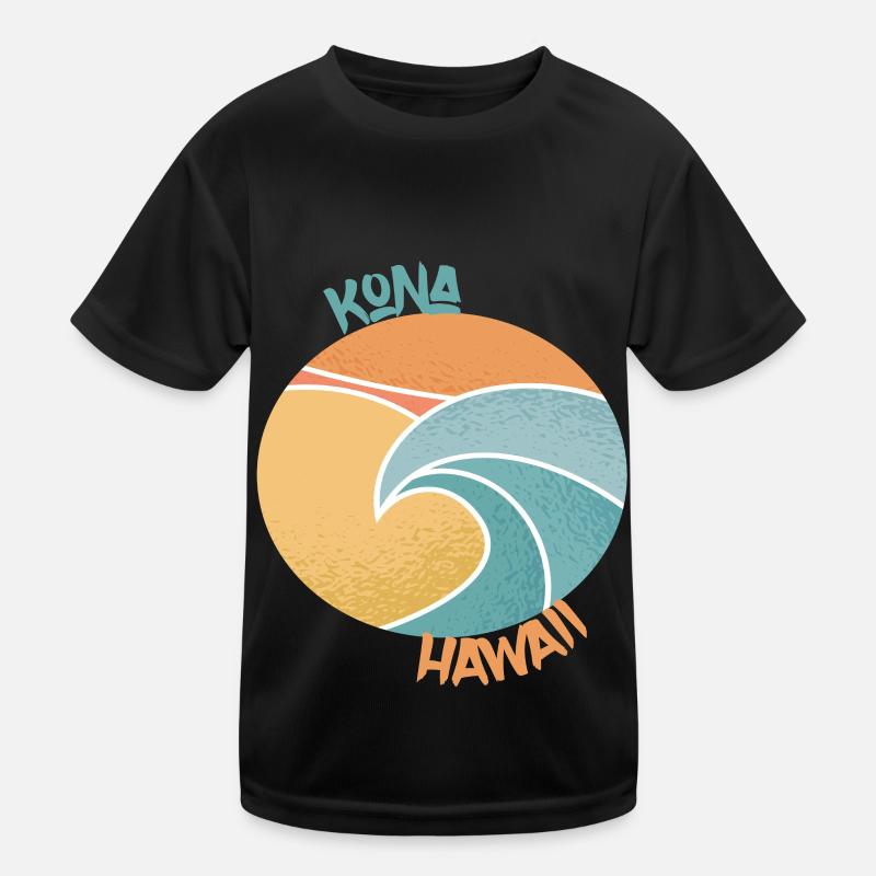 Kona Surfing Palms Hawaii Holiday Ocean Kids Functional T-Shirt