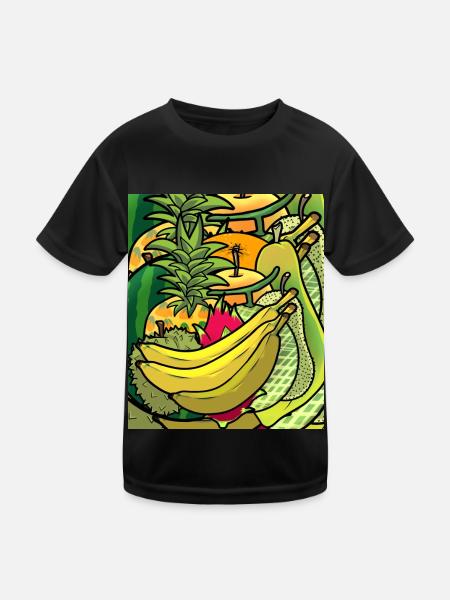 Sommerzeit exotische saftige Früchte Obst Vitamine - Kinder Funktions-T-Shirt - Schwarz - Vorne