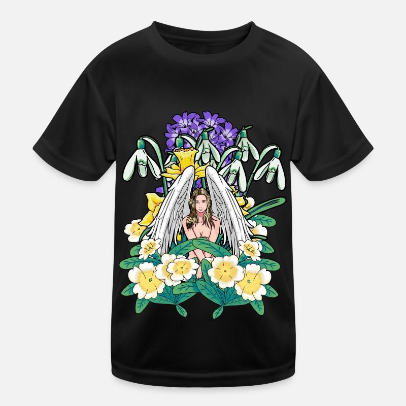 Spring Flowers Angel Heavenly Flora Garden Kids Functional T-Shirt