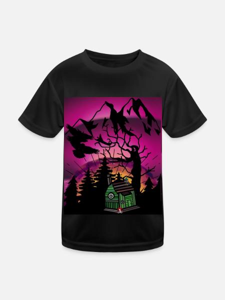 Horizont Waldbewohner Kinder Märchen Märchenfigur - Kinder Funktions-T-Shirt - Schwarz - Vorne