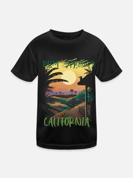 Palm Springs Urlaub Kalifornien Palmen Strand Bran - Kinder Funktions-T-Shirt - Schwarz - Vorne