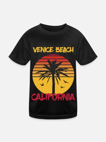 Californie Venice Beach Palm Ocean Surf - T-shirt sport Enfant - noir - Devant