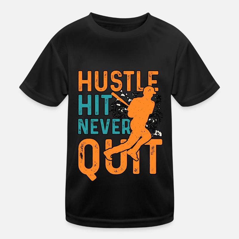 Hustle Hit Never Stop Baseball Kinder Funktions-T-Shirt
