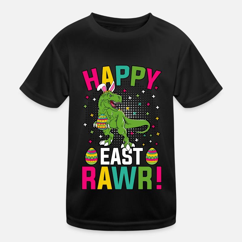 Happy East Rawr Easter T-Rex - Kids Functional T-Shirt - black