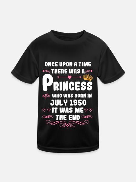 Es war einmal eine Prinzessin. Juli 1950 Geburtsta - Kinder Funktions-T-Shirt - Schwarz - Vorne
