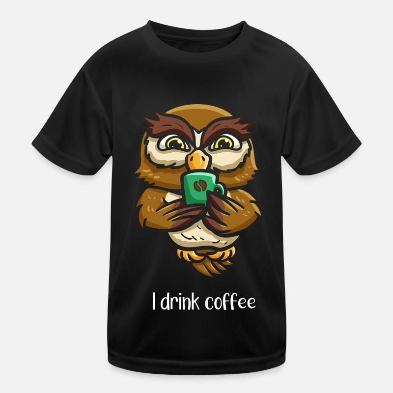 Kaffee gebrüht nächtlichen Vogel Kinder Funktions-T-Shirt