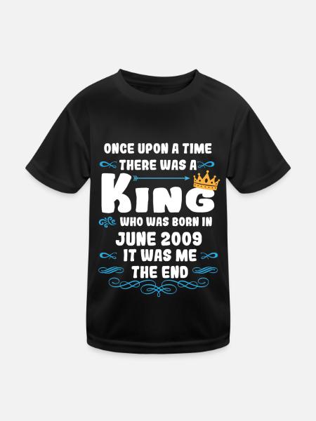 Es war einmal ein König. Juni 2009 Geburtstag - Kinder Funktions-T-Shirt - Schwarz - Vorne