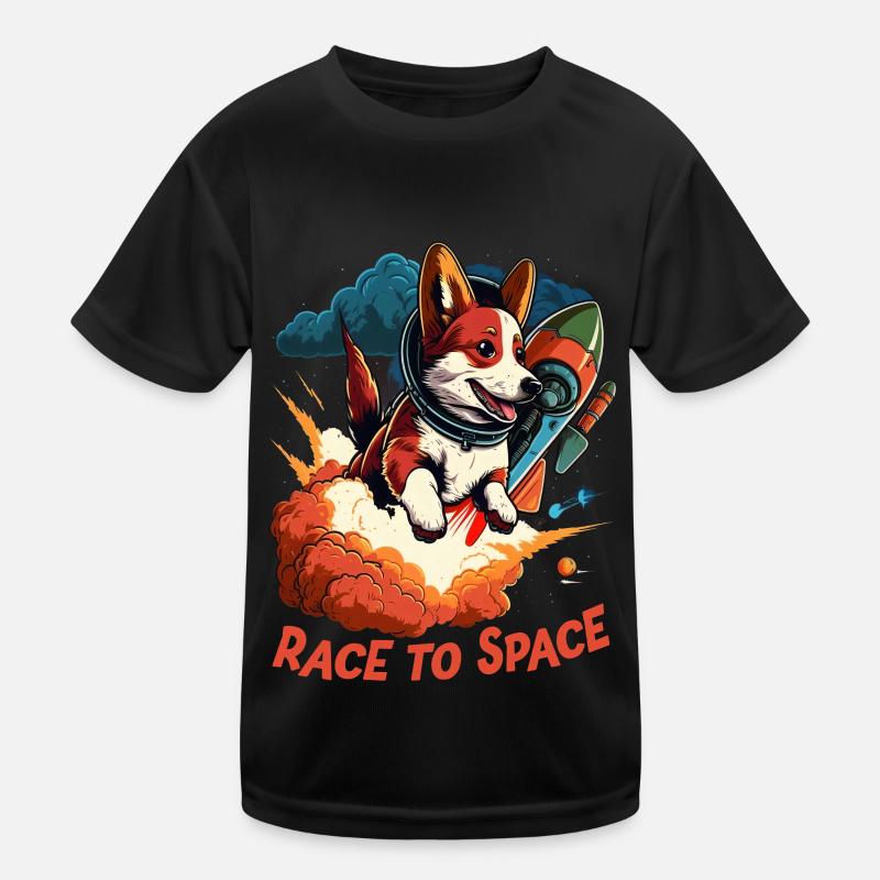 SpaceDog Dog Dog Lovers Space Design Kids Functional T-Shirt