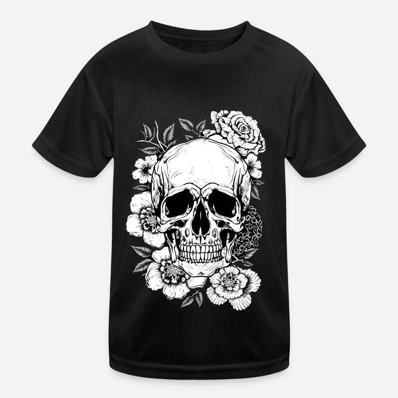 Aesthetic Floral Skull Art Gift Kids Functional T-Shirt