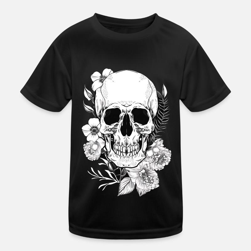 Crâne avec fleurs Art T-shirt sport Enfant