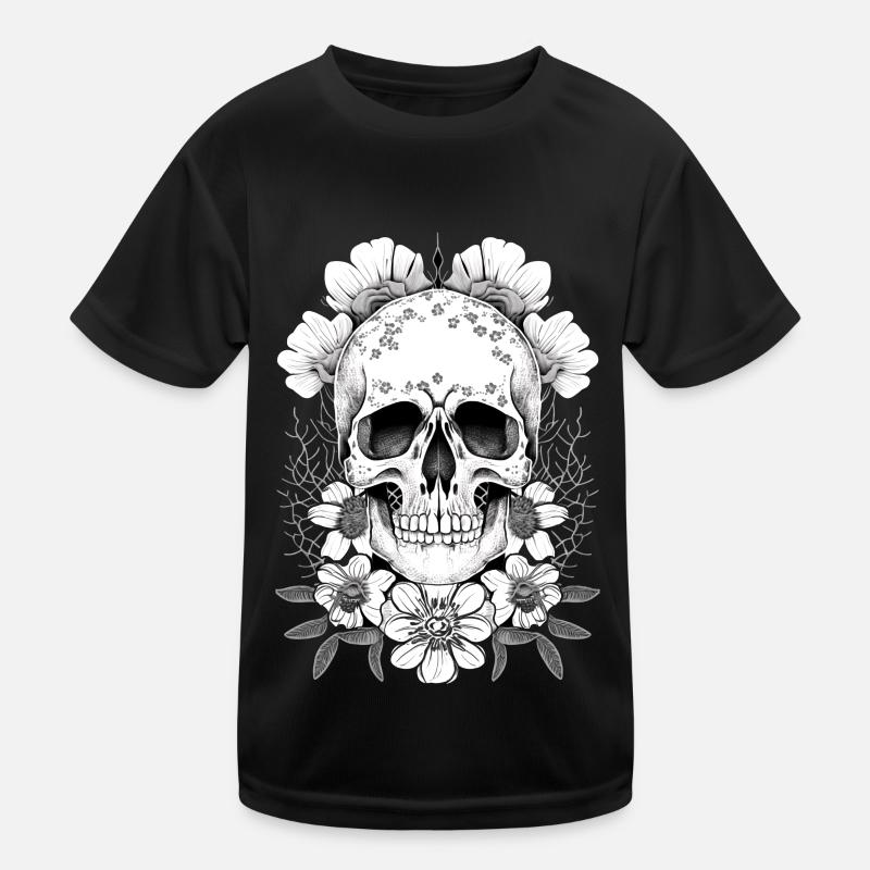 Crâne avec fleurs Art T-shirt sport Enfant