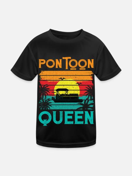 Retro Vintage Style Pontoon Queen - Kids Functional T-Shirt - black - Front