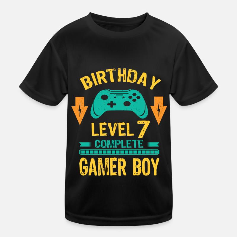 Seven 7yr BDay Son Boy Funny Gamer 7th 7 Year Old Kinder Funktions-T-Shirt
