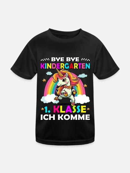 Bye Kindergarten | Schulanfang | Einschulung - Kinder Funktions-T-Shirt - Schwarz - Vorne