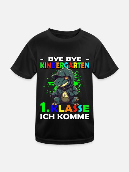 Bye Kindergarten | Schulanfang | Einschulung - Kinder Funktions-T-Shirt - Schwarz - Vorne