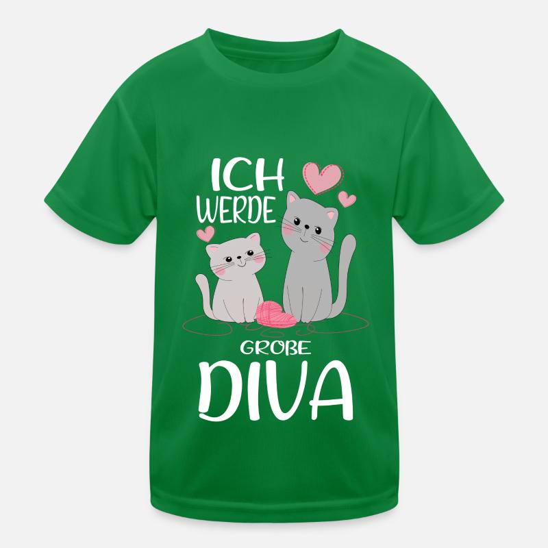 Werde Große Schwester Diva Verkünden Katzen Kinder Funktions-T-Shirt