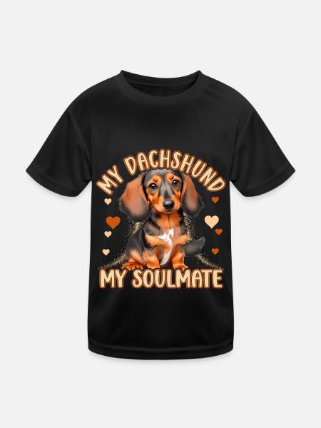 My Dachshund My Soulmate - Kinder Funktions-T-Shirt - Schwarz - Vorne
