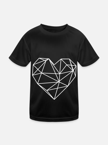 Polygon Heart Hearts Cadeau d’anniversaire - T-shirt sport Enfant - noir - Devant