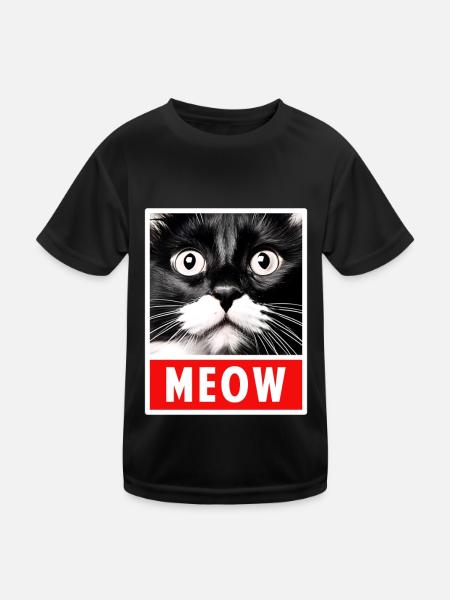 MEOW Meow Mignon Visage de chat - T-shirt sport Enfant - noir - Devant
