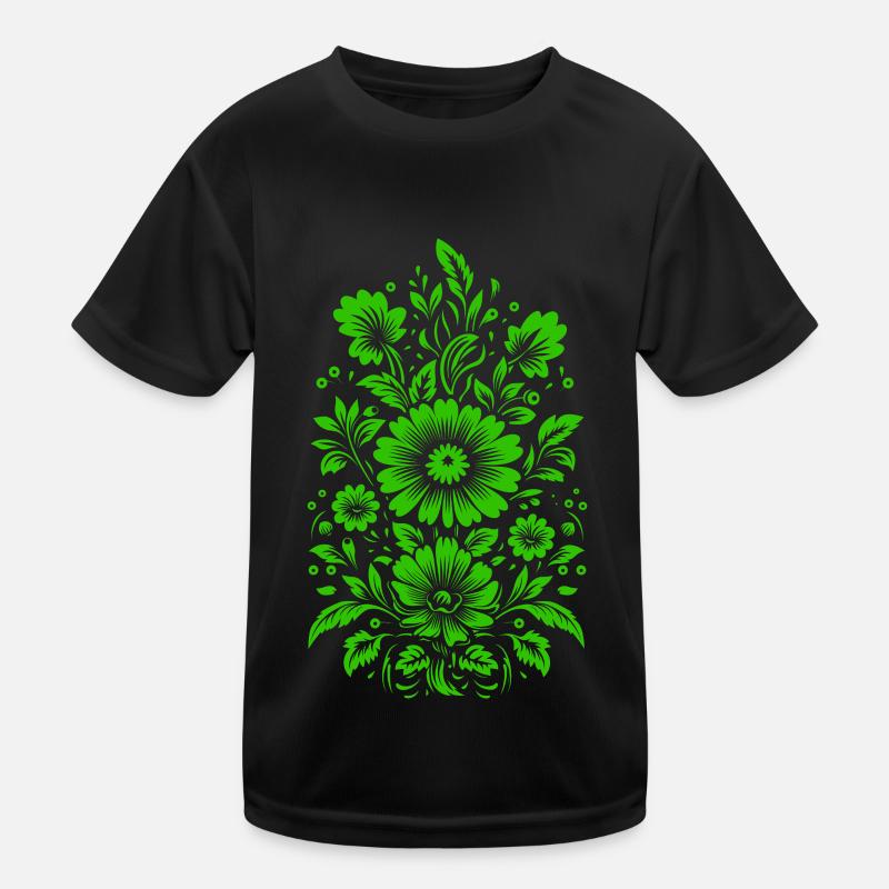 Beautiful green floral pattern Kids Functional T-Shirt
