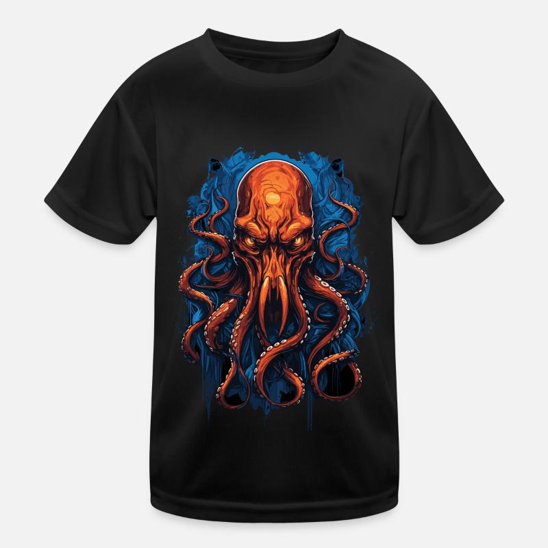 Alien Skull Octopus Squid Animal Creature Kids Functional T-Shirt