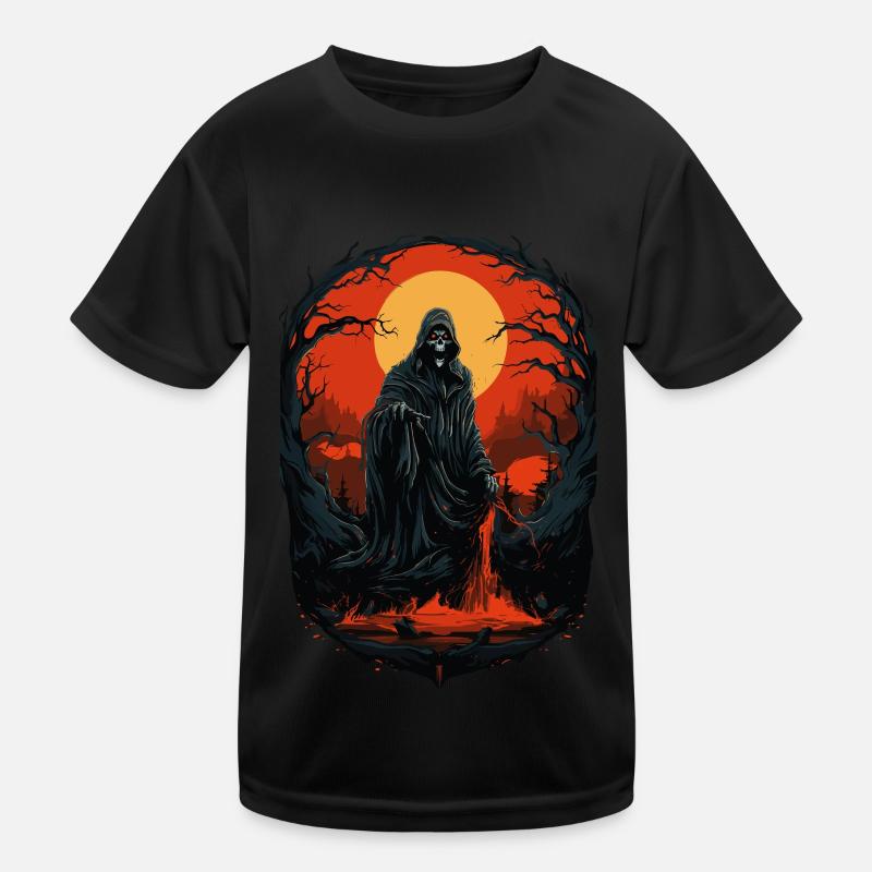 Spooky Halloween Grim Reaper Grim Reaper Kids Functional T-Shirt