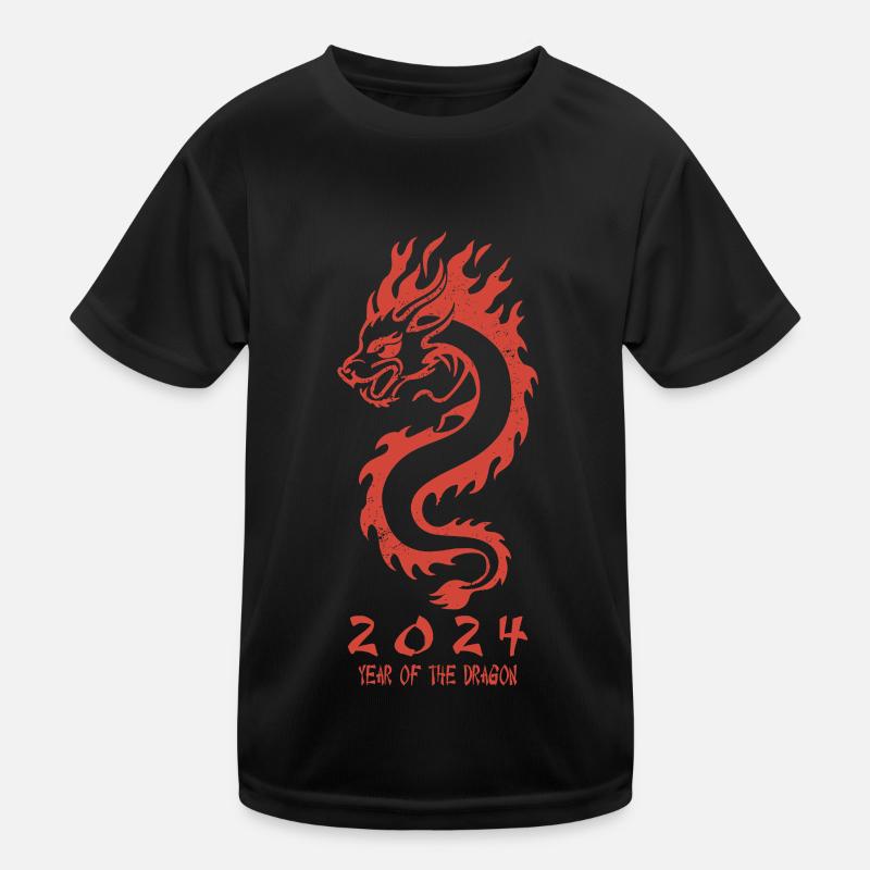2024 Jahr des Drachen Silvester Geschenkidee Kinder Funktions-T-Shirt