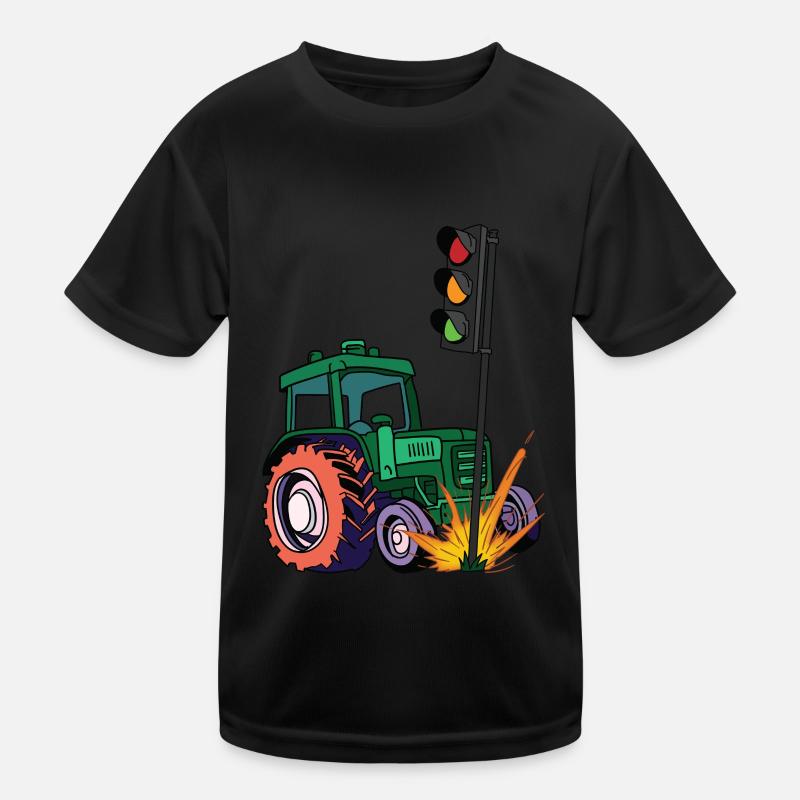 Die Ampel muss weg! Traktor rammt Ampel - Kinder Funktions-T-Shirt - Schwarz