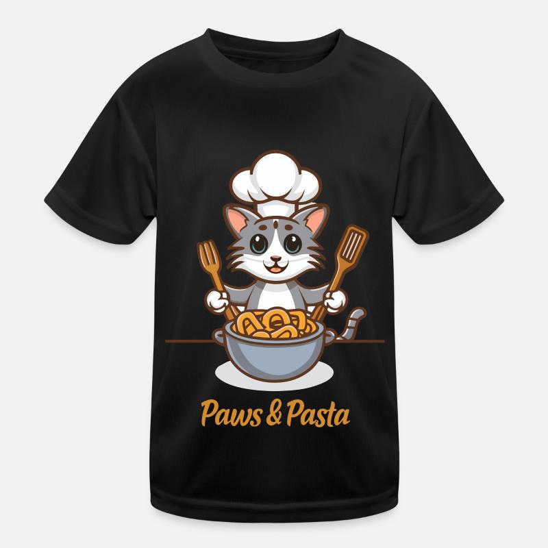 Paws and Pasta Lustige Katzen Tier Sprüche Kinder Funktions-T-Shirt