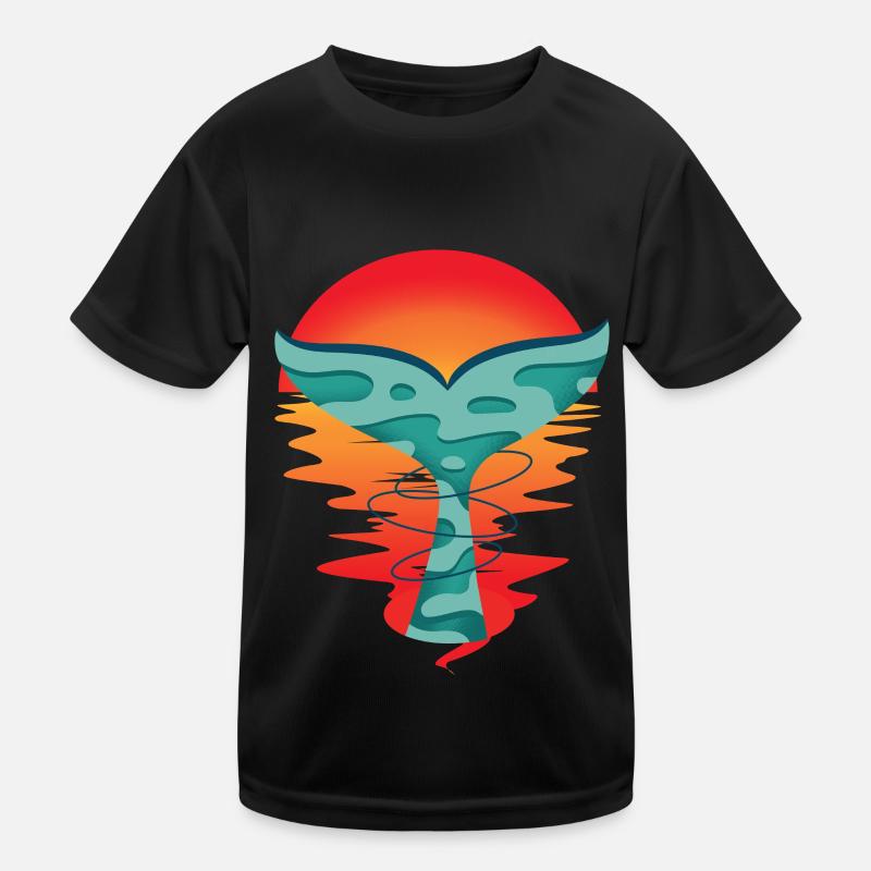 Océan coucher de soleil poisson salutation aileron de requin Ahoy T-shirt sport Enfant