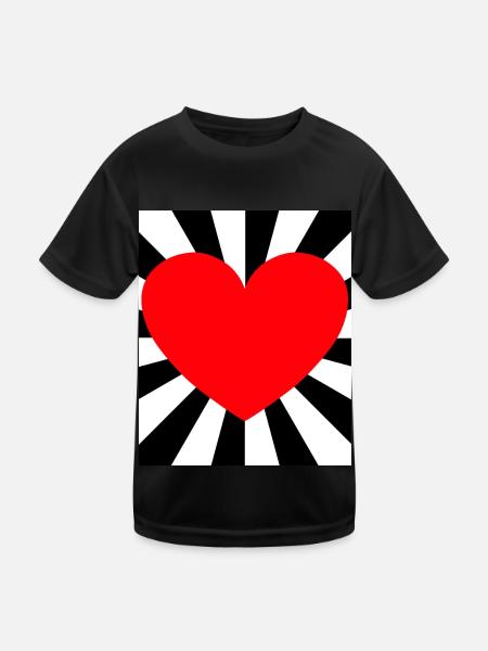Herz Herzen Liebe Romantik romantisch Partner - Kinder Funktions-T-Shirt - Schwarz - Vorne