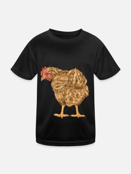Huhn Federvieh Geflügel Bauernhof Vogel Eier Bio - Kinder Funktions-T-Shirt - Schwarz - Vorne