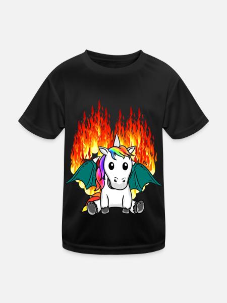 Dragon ardent Licorne fantaisie fable pour enfants - T-shirt sport Enfant - noir - Devant