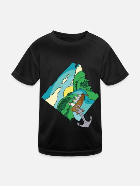 Oma Huhn Boot Bach runter Fantasy Geflügel Ausflug - Kinder Funktions-T-Shirt - Schwarz - Vorne