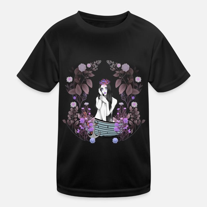 Mädchen Frau Boot Nostalgisch Blumen sinnlich Kinder Funktions-T-Shirt