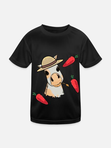 Fohlen Baby Pferd Kind Pony Kleinkind Rübe Pferde - Kinder Funktions-T-Shirt - Schwarz - Vorne