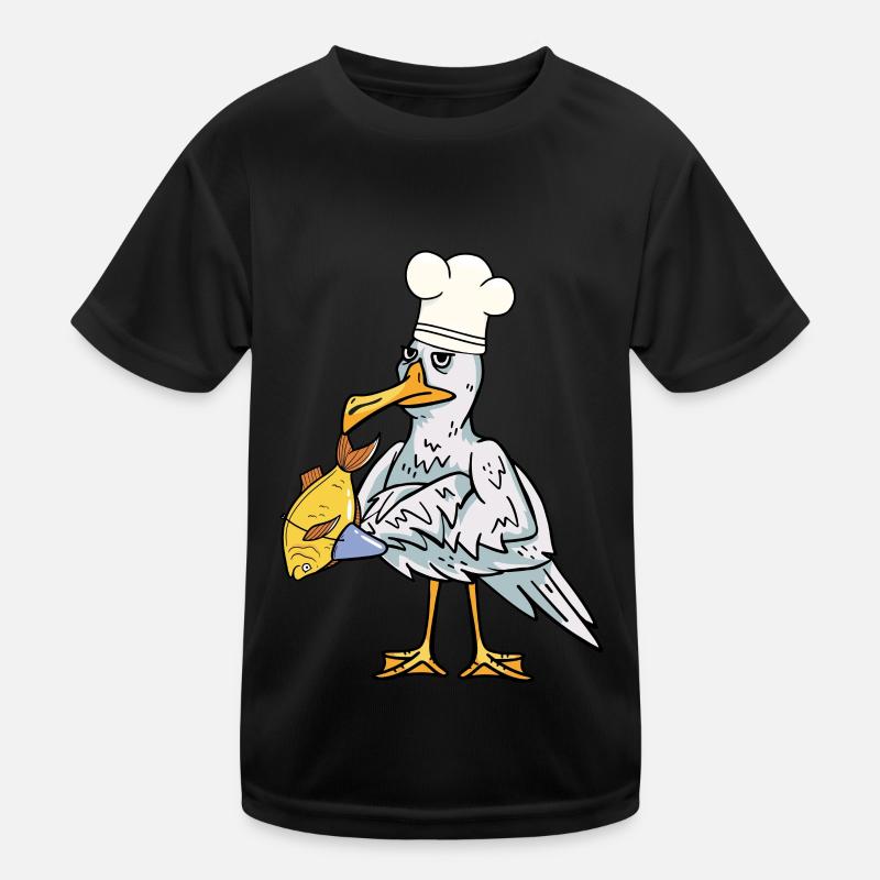 Maritim Möwe Fisch Koch Hunger kochen Kinder Funktions-T-Shirt
